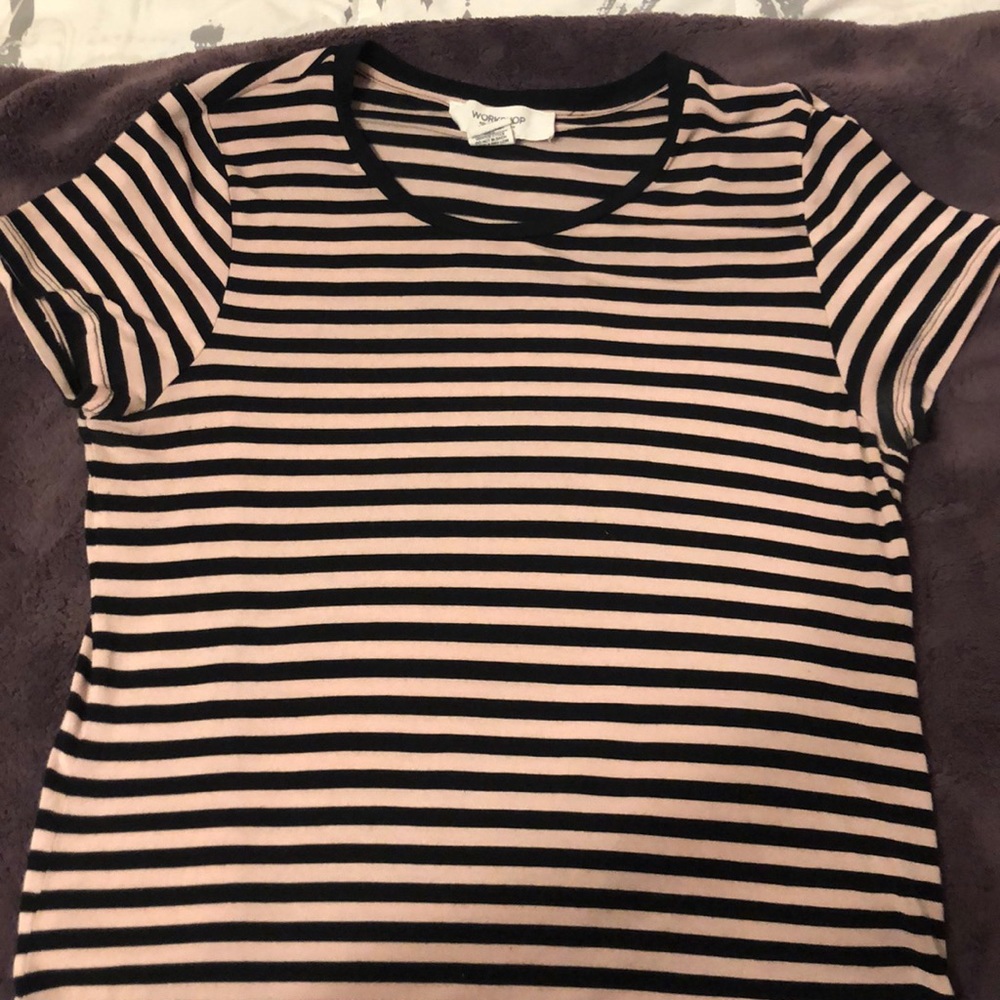 black & beige striped shirt